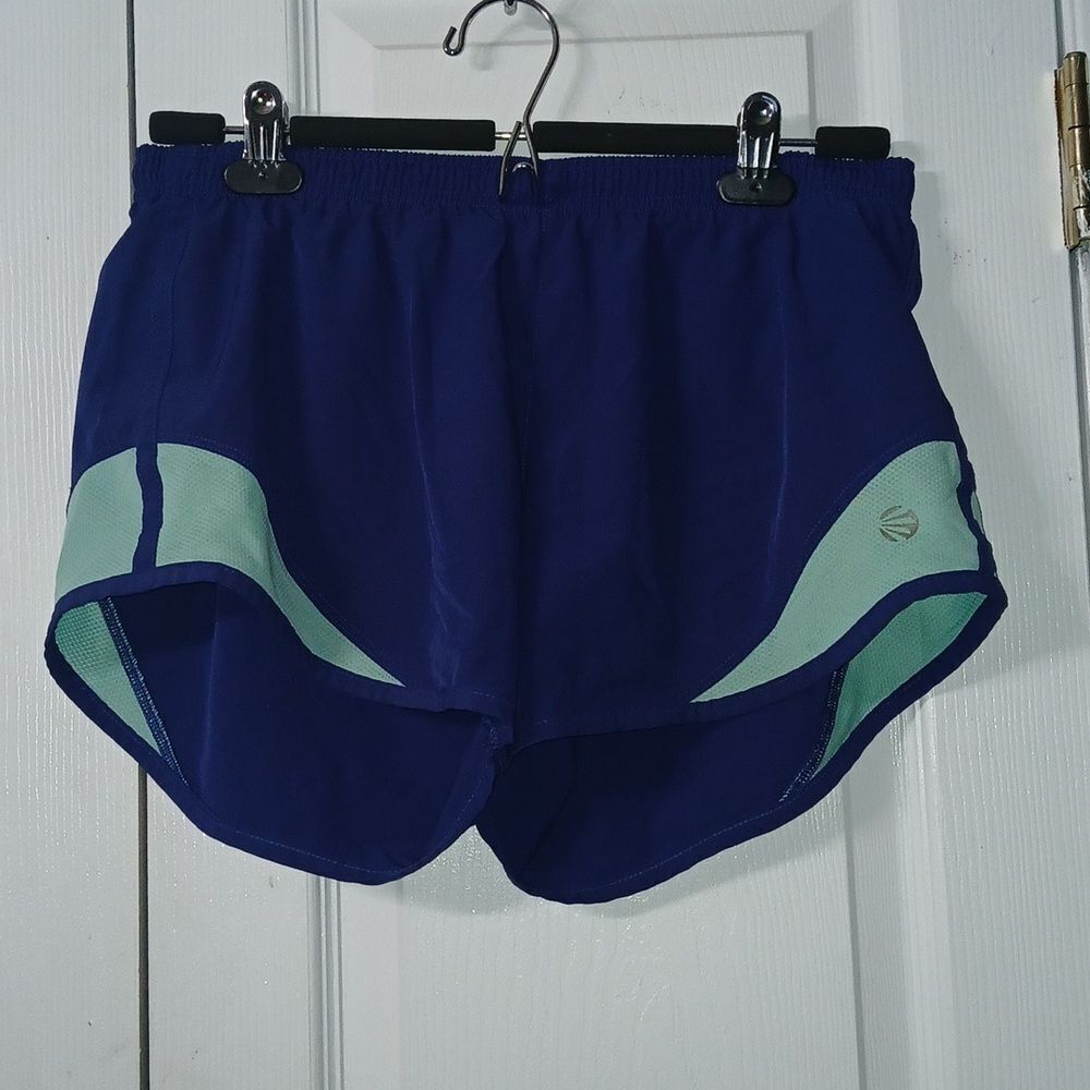 Jillian Michaels royal blue mint athletic running shorts  Sz M EUC